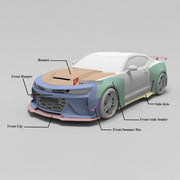 CARBON WIDE BODY KIT for CHEVROLET CAMARO VI 2019 - 2024

Set Include:

Front Lip
Front Bumper
Front Bumper Fins
Hood Bonnet
Fenders
Side Skirts
GT Wing Spoiler
Rear Diffuser
Rear Bumper
Material: Carbon

Note: Professional installation is required.