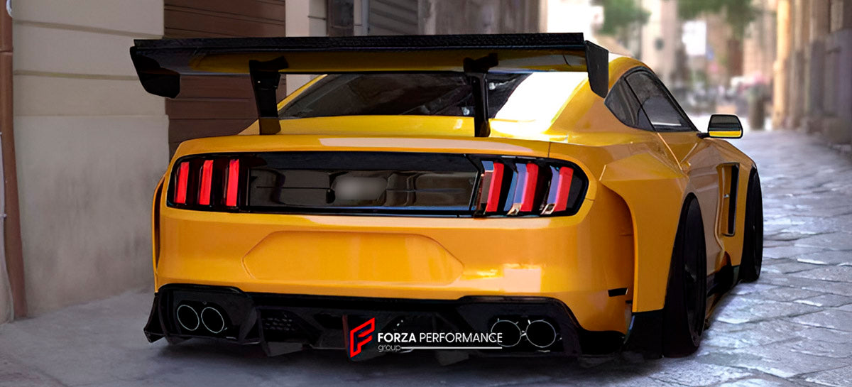 CARBON WIDE BODY KIT for FORD MUSTANG SHELBY GT500 III 2020 - 2023

Set Include:

Front Lip
Front Bumper
Hood Bonnet
Fenders
Side Skirts
GT Wing Spoiler
Rear Diffuser
Material: Carbon

Note: Professional installation is required.