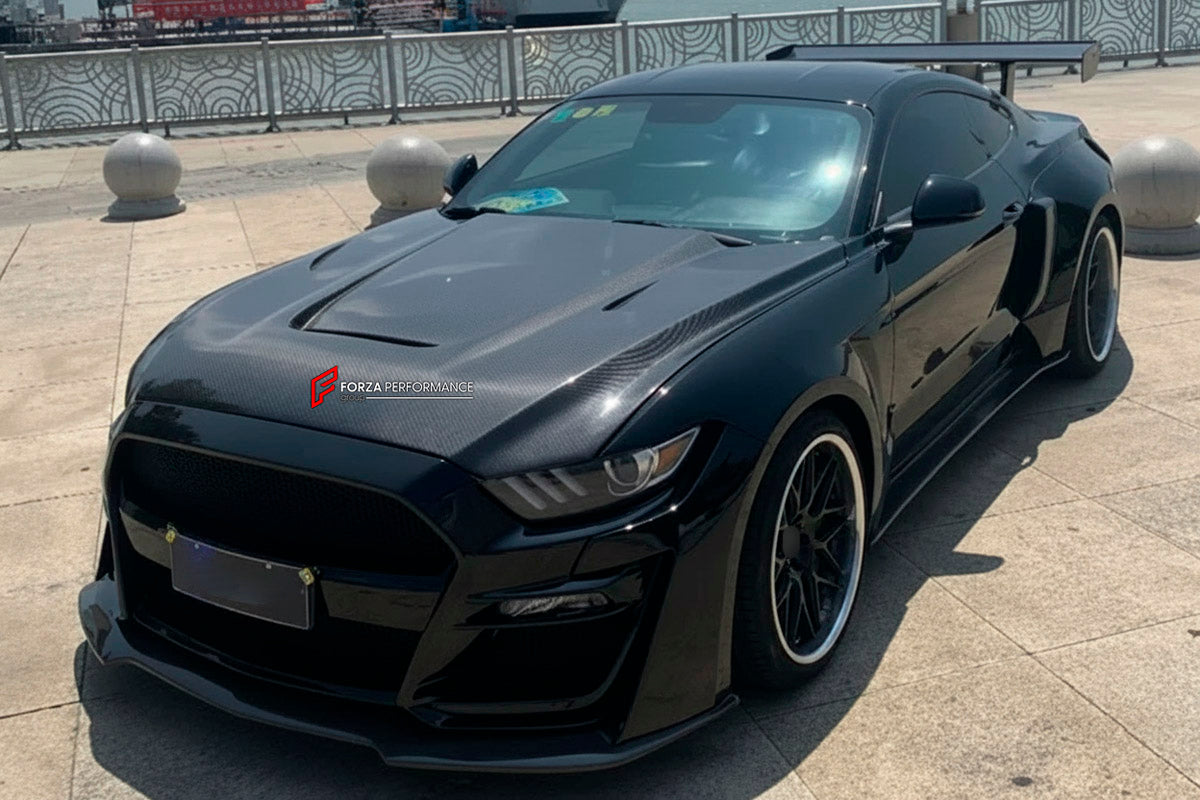 CARBON WIDE BODY KIT for FORD MUSTANG SHELBY GT500 III 2020 - 2023

Set Include:

Front Lip
Front Bumper
Hood Bonnet
Fenders
Side Skirts
GT Wing Spoiler
Rear Diffuser
Material: Carbon

Note: Professional installation is required.