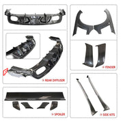 CARBON WIDE BODY KIT for FORD MUSTANG SHELBY GT500 III 2020 - 2023

Set Include:

Front Lip
Front Bumper
Hood Bonnet
Fenders
Side Skirts
GT Wing Spoiler
Rear Diffuser
Material: Carbon

Note: Professional installation is required.