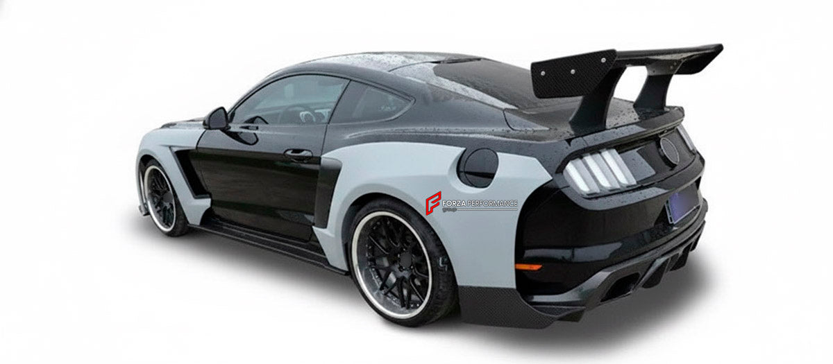CARBON WIDE BODY KIT for FORD MUSTANG SHELBY GT500 III 2020 - 2023

Set Include:

Front Lip
Front Bumper
Hood Bonnet
Fenders
Side Skirts
GT Wing Spoiler
Rear Diffuser
Material: Carbon

Note: Professional installation is required.