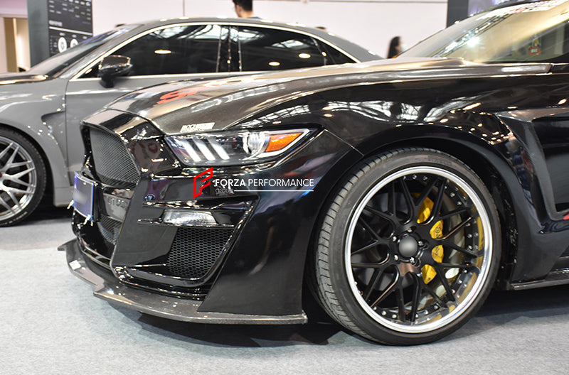 CARBON WIDE BODY KIT for FORD MUSTANG SHELBY GT500 III 2020 - 2023

Set Include:

Front Lip
Front Bumper
Hood Bonnet
Fenders
Side Skirts
GT Wing Spoiler
Rear Diffuser
Material: Carbon

Note: Professional installation is required.