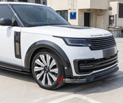 CARBON WIDE BODY KIT for LAND ROVER RANGE ROVER L460 2021+

Set includes:
Front Lip
Front Bumper Trims
Fender Flares
Side Skirts
Front Door Trims

Lip Spoiler
Roof Spoiler
Rear Diffuser

Material: Carbon

NOTE: Professional installation is required.

Contact us for pricing.