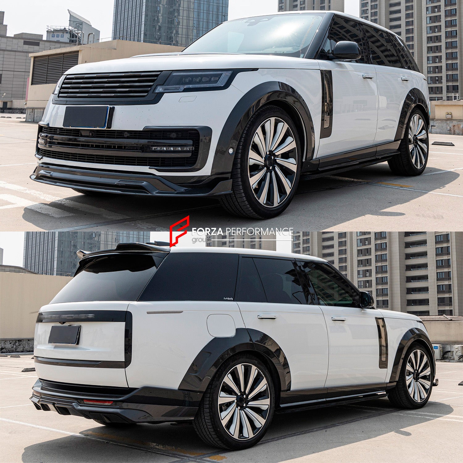 CARBON WIDE BODY KIT for LAND ROVER RANGE ROVER L460 2021+

Set includes:
Front Lip
Front Bumper Trims
Fender Flares
Side Skirts
Front Door Trims

Lip Spoiler
Roof Spoiler
Rear Diffuser

Material: Carbon

NOTE: Professional installation is required.

Contact us for pricing.