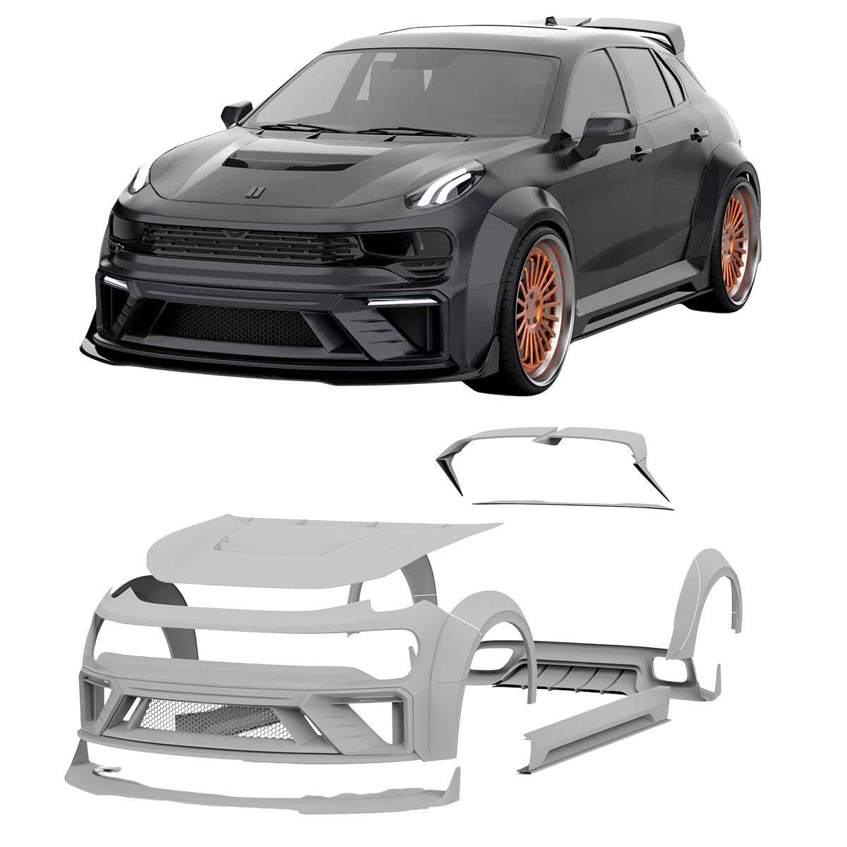 CARBON WIDE BODY KIT for LYNK CO 02 CC11 2018 - 2025

Set includes:

Front Lip
Front Bumper Assembly

Hood / Bonnet
Wide Front Fenders
Side Skirts

Rear Wide Fenders
Roof Spoiler
Rear Spoiler

Rear Diffuser

Material: Wet Carbon with Fiberglass

NOTE: Professional installation is required.

Why “Contact Us for Pricing”?

We don’t display fixed prices because our goal is to offer you the most competitive deal possible. Product costs often decrease over time, and by requesting a quote, you’ll receive our most