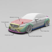 CARBON WIDE BODY KIT for MERCEDES BENZ C63 C205 W205 2016 - 2019

Set Include:

Front Lip
Front Bumper
Hood Bonnet
Fenders
Side Skirts
Rear Diffuser
Rear Spoiler
Rear Bumper
Material: Carbon

Note: Professional installation is required.