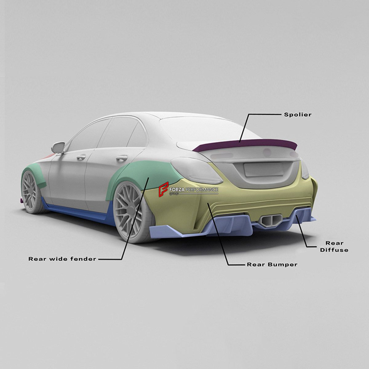 CARBON WIDE BODY KIT for MERCEDES BENZ C63 C205 W205 2016 - 2019

Set Include:

Front Lip
Front Bumper
Hood Bonnet
Fenders
Side Skirts
Rear Diffuser
Rear Spoiler
Rear Bumper
Material: Carbon

Note: Professional installation is required.