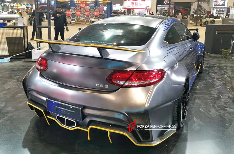 CARBON WIDE BODY KIT for MERCEDES BENZ C63 C205 W205 2016 - 2019

Set Include:

Front Lip
Front Bumper
Hood Bonnet
Fenders
Side Skirts
Rear Diffuser
Rear Spoiler
Rear Bumper
Material: Carbon

Note: Professional installation is required.