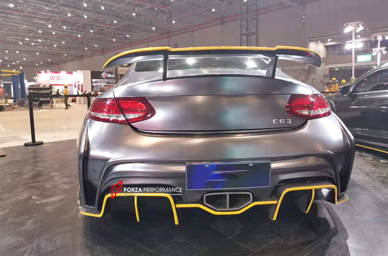 CARBON WIDE BODY KIT for MERCEDES BENZ C63 C205 W205 2016 - 2019

Set Include:

Front Lip
Front Bumper
Hood Bonnet
Fenders
Side Skirts
Rear Diffuser
Rear Spoiler
Rear Bumper
Material: Carbon

Note: Professional installation is required.