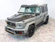 CARBON WIDE BODY KIT for MERCEDES-BENZ G-CLASS G63 W465 2024+


Set includes:

Front Lip
Front Bumper Assembly

Grille Frame
Grille
Headlight Cover
Front Fenders
Front Fender Flares
Hood / Bonnet
Hood / Bonnet Air Vent Cover
Roof LED DRL Bar

Roof Trims
Rear Spoiler
Door Panels
Rear Fenders
Rear Fender Flares
D Pillar Add-Ons
Spare Tire Cover
Rear Trunk Cover
Rear Bumper
Rear Diffuser

Material: Carbon Fiber

NOTE: Professional installation is required.