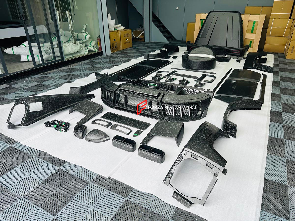 CARBON WIDE BODY KIT for MERCEDES-BENZ G-CLASS G63 W465 2024+


Set includes:

Front Lip
Front Bumper Assembly

Grille Frame
Grille
Headlight Cover
Front Fenders
Front Fender Flares
Hood / Bonnet
Hood / Bonnet Air Vent Cover
Roof LED DRL Bar

Roof Trims
Rear Spoiler
Door Panels
Rear Fenders
Rear Fender Flares
D Pillar Add-Ons
Spare Tire Cover
Rear Trunk Cover
Rear Bumper
Rear Diffuser

Material: Carbon Fiber

NOTE: Professional installation is required.