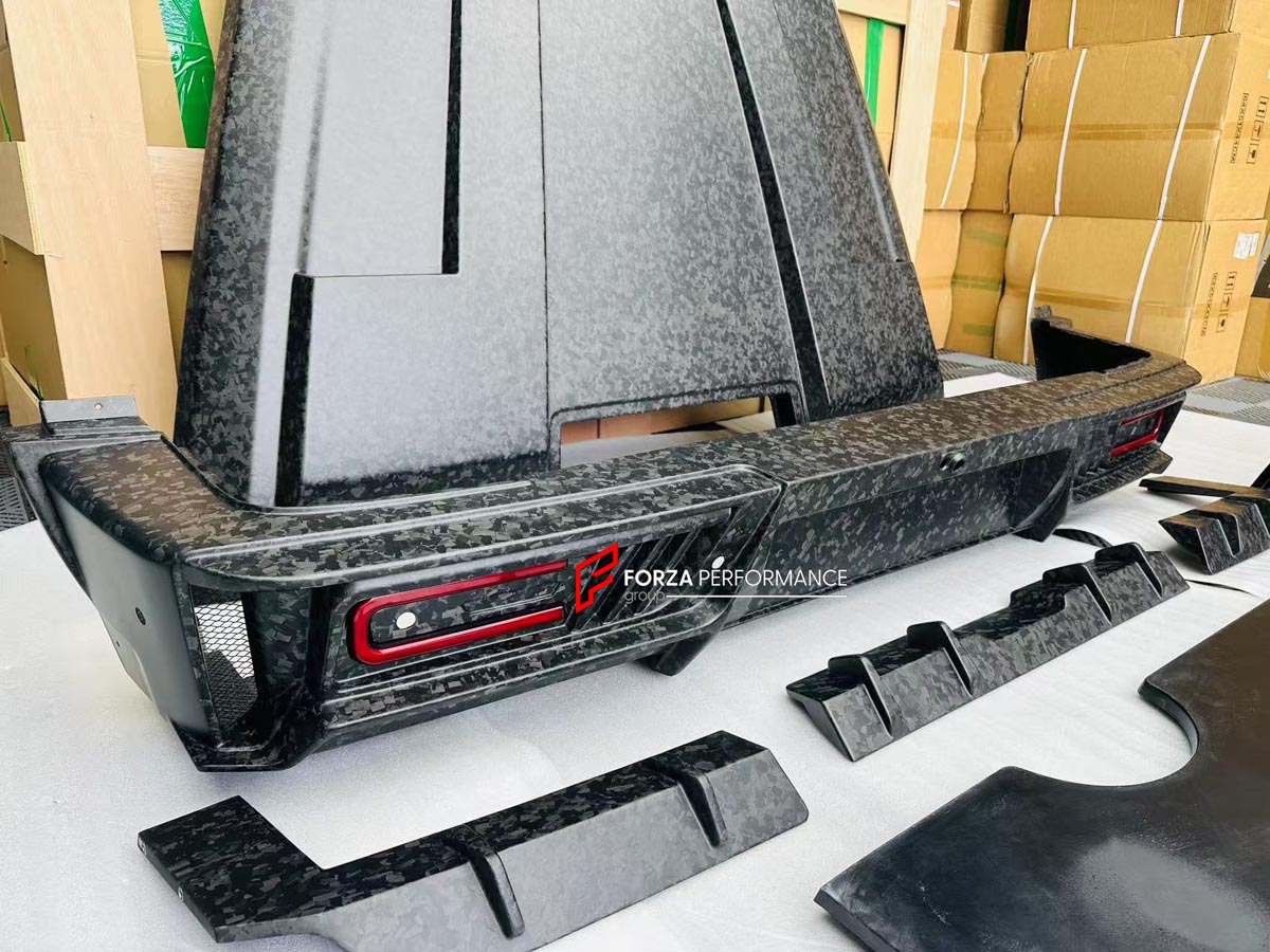 CARBON WIDE BODY KIT for MERCEDES-BENZ G-CLASS G63 W465 2024+


Set includes:

Front Lip
Front Bumper Assembly

Grille Frame
Grille
Headlight Cover
Front Fenders
Front Fender Flares
Hood / Bonnet
Hood / Bonnet Air Vent Cover
Roof LED DRL Bar

Roof Trims
Rear Spoiler
Door Panels
Rear Fenders
Rear Fender Flares
D Pillar Add-Ons
Spare Tire Cover
Rear Trunk Cover
Rear Bumper
Rear Diffuser

Material: Carbon Fiber

NOTE: Professional installation is required.