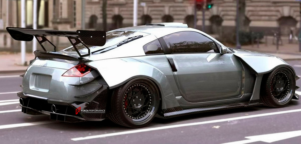 CARBON WIDE BODY KIT for NISSAN 350Z 2002 - 2009

Set Include:

Front Lip
Front Bumper
Hood Bonnet
Fenders
Side Skirts
GT Wing Spoiler
Ducktail Spoiler
Rear Bumper
Rear Diffuser
Material: Carbon

Note: Professional installation is required.