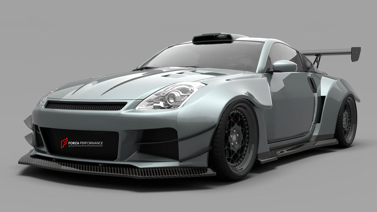 CARBON WIDE BODY KIT for NISSAN 350Z 2002 - 2009

Set Include:

Front Lip
Front Bumper
Hood Bonnet
Fenders
Side Skirts
GT Wing Spoiler
Ducktail Spoiler
Rear Bumper
Rear Diffuser
Material: Carbon

Note: Professional installation is required.