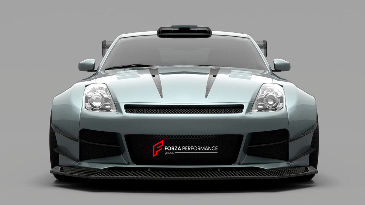 CARBON WIDE BODY KIT for NISSAN 350Z 2002 - 2009

Set Include:

Front Lip
Front Bumper
Hood Bonnet
Fenders
Side Skirts
GT Wing Spoiler
Ducktail Spoiler
Rear Bumper
Rear Diffuser
Material: Carbon

Note: Professional installation is required.