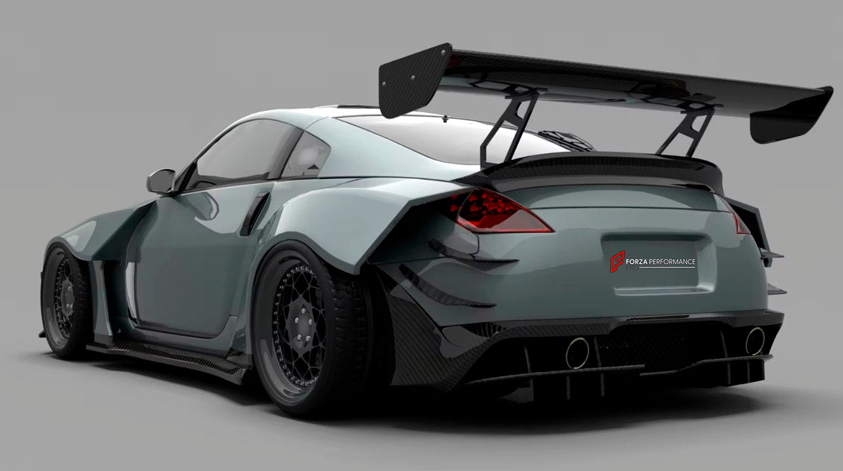 CARBON WIDE BODY KIT for NISSAN 350Z 2002 - 2009

Set Include:

Front Lip
Front Bumper
Hood Bonnet
Fenders
Side Skirts
GT Wing Spoiler
Ducktail Spoiler
Rear Bumper
Rear Diffuser
Material: Carbon

Note: Professional installation is required.