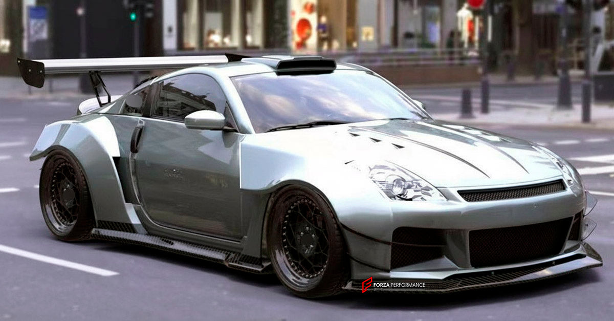 CARBON WIDE BODY KIT for NISSAN 350Z 2002 - 2009

Set Include:

Front Lip
Front Bumper
Hood Bonnet
Fenders
Side Skirts
GT Wing Spoiler
Ducktail Spoiler
Rear Bumper
Rear Diffuser
Material: Carbon

Note: Professional installation is required.