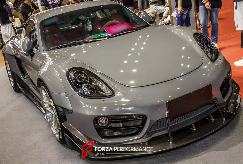 CARBON WIDE BODY KIT for PORSCHE CAYMAN 981 2013 - 2016

Set Include:

Front Bumper
Side Skirts
Rear Bumper
Material: Carbon

Note: Professional installation is required.