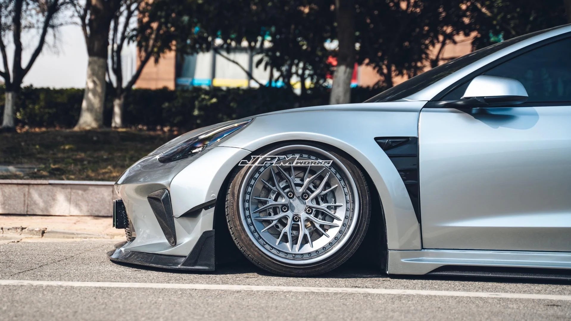 CARBON BODY KIT for TESLA MODEL 3 2017 - 2023

Set includes:

Front Lip
Front Bumper Assembly
Front Bumper Canards
Front Wide Fenders
Hood / Bonnet

Side Skirts

Rear Wide Fenders
Rear Spoiler (3 option)
Rear Bumper
Rear Diffuser

Material:&nbsp;Wet Carbon with Fiberglass

NOTE:&nbsp;Professional installation is required.

Why “Contact Us for Pricing”?

We don’t display fixed prices because our goal is to offer you the most competitive deal possible. Product costs often decrease over time, and by requesting