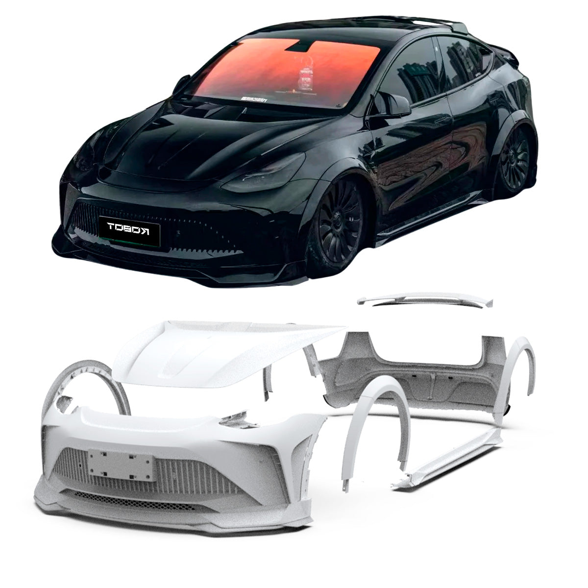 CARBON WIDE BODY KIT for TESLA MODEL Y 2020 - 2024

Set includes:

Front Lip
Front Bumper Assembly

Front Fender Flares
Hood / Bonnet

Side Skirts

Rear Fender Flares
Rear Spoiler
Rear Bumper
Rear Diffuser

Material:&nbsp;Wet Carbon with Fiberglass

NOTE:&nbsp;Professional installation is required.

Why “Contact Us for Pricing”?

We don’t display fixed prices because our goal is to offer you the most competitive deal possible. Product costs often decrease over time, and by requesting a quote, you’ll receive