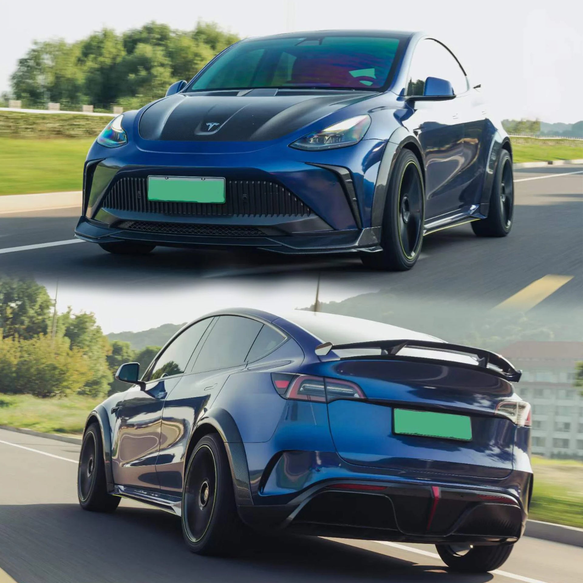 CARBON WIDE BODY KIT for TESLA MODEL Y 2020 - 2024

Set includes:

Front Lip
Front Bumper Assembly

Front Fender Flares
Hood / Bonnet

Side Skirts

Rear Fender Flares
Rear Spoiler
Rear Bumper
Rear Diffuser

Material:&nbsp;Wet Carbon with Fiberglass

NOTE:&nbsp;Professional installation is required.

Why “Contact Us for Pricing”?

We don’t display fixed prices because our goal is to offer you the most competitive deal possible. Product costs often decrease over time, and by requesting a quote, you’ll receive