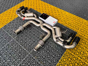 Aggressive sporty sound exhaust x pipe catback system for Chevrolet Corvette C8 2020+ (Engine: 6.2L)  Exhaust brand: Forza Performance Group   Set include:  Catback X pipe without muffler Exhaust tips (You can choose: blue burned, chrome and carbon) Material: Stainless steel   Production time: 15 working days  More options available for additional EXTRA cost (not included in this listing price. Please contact for pricing):   Can make that catback in titanium material