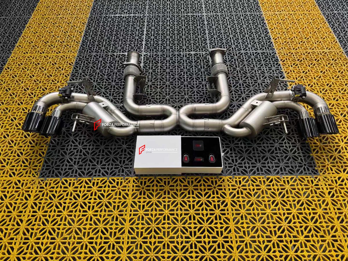 Aggressive sporty sound exhaust x pipe catback system for Chevrolet Corvette C8 2020+ (Engine: 6.2L)  Exhaust brand: Forza Performance Group   Set include:  Catback X pipe without muffler Exhaust tips (You can choose: blue burned, chrome and carbon) Material: Stainless steel   Production time: 15 working days  More options available for additional EXTRA cost (not included in this listing price. Please contact for pricing):   Can make that catback in titanium material