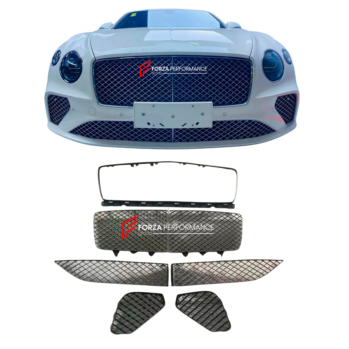 CHROME FRONT BUMPER LOWER MESH GRILLE for BENTLEY CONTINENTAL GT GTC 2019-2022