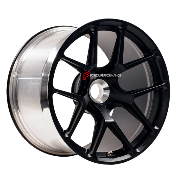 High-performance lightweight forged aluminum wheel for Porsche GT3, featuring precision engineering, exceptional strength, and a polished finish, designed for track and high-performance driving.