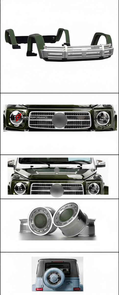 CLASSIC BODY KIT for MERCEDES BENZ G CLASS G63 G550 G500 G450 G350 G580 W465 2024+

Set includes:

Front Bumper Assembly
Front Grille
Fender Flares
Rear Bumper 
Material: Aluminium, Plastic

NOTE: Professional installation is required. Forged Wheels are extra cost