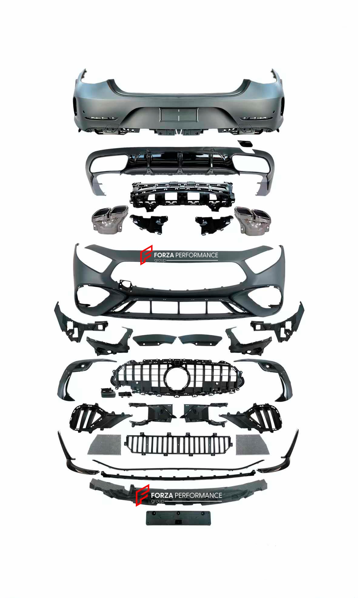 CONVERSION BODY KIT for MERCEDES-BENZ CLS-CLASS W257 2018+ upgrade to CLS GT 63 STYLE


Set includes:

Front Bumper Assembly
Front Grille
Rear Bumper
Rear Diffuser
Exhaust Tips

Material: Plastic

NOTE: Professional installation is required. You can order each part separately.