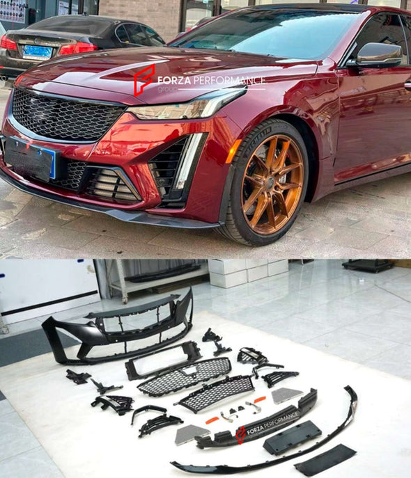 FRONT BUMPER FOR CADILLAC CT5 2019-2025 Set includes:   Front bumper&nbsp;  Material: PP + ABS+Carbon