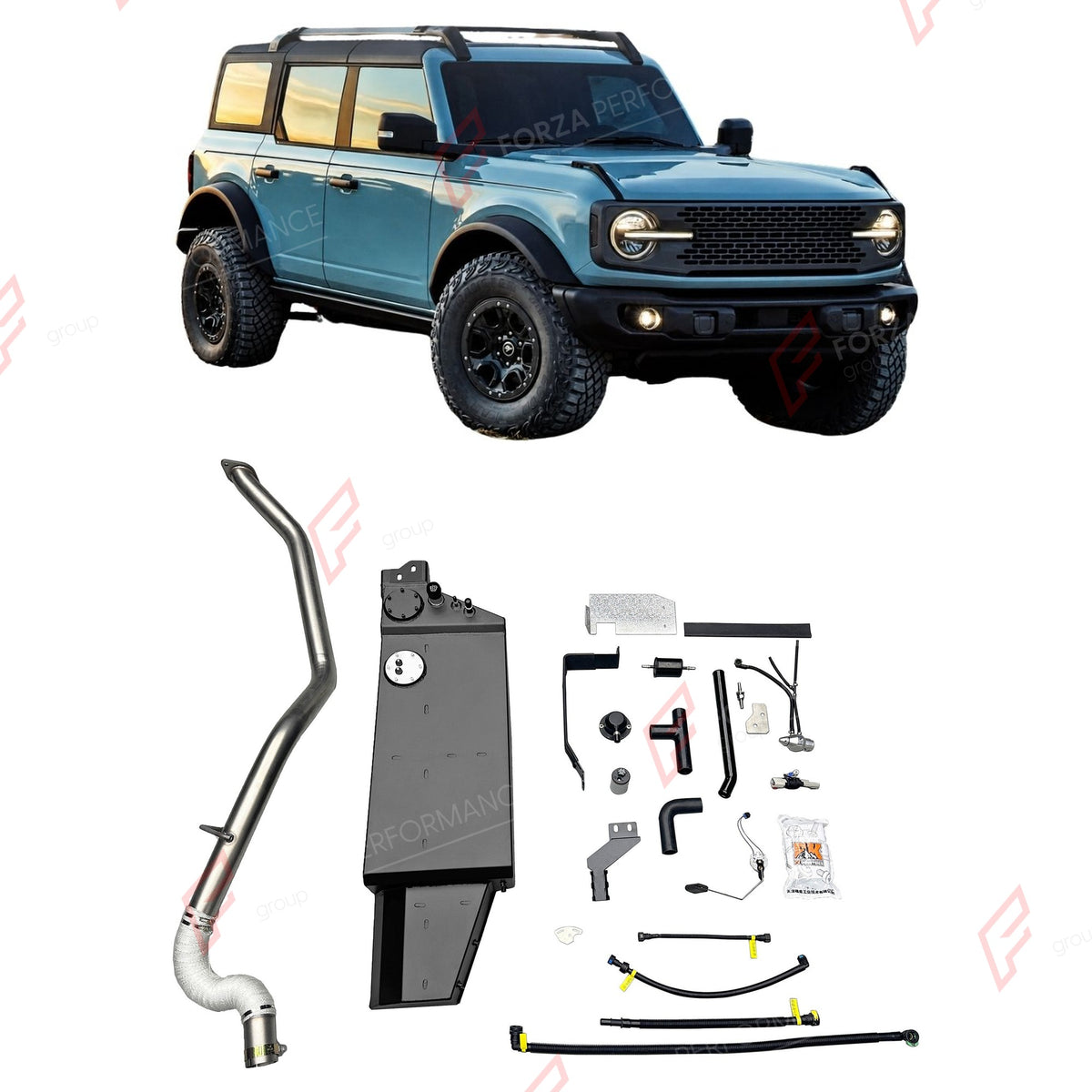 AUXILIARY LONG RANGE FUEL TANK SYSTEM 63L (EXTRA 17 GAL) EXTENDED RANGE for FORD BRONCO U725 2.3T 2.7T GASOLINE (4-DOOR) 2021+