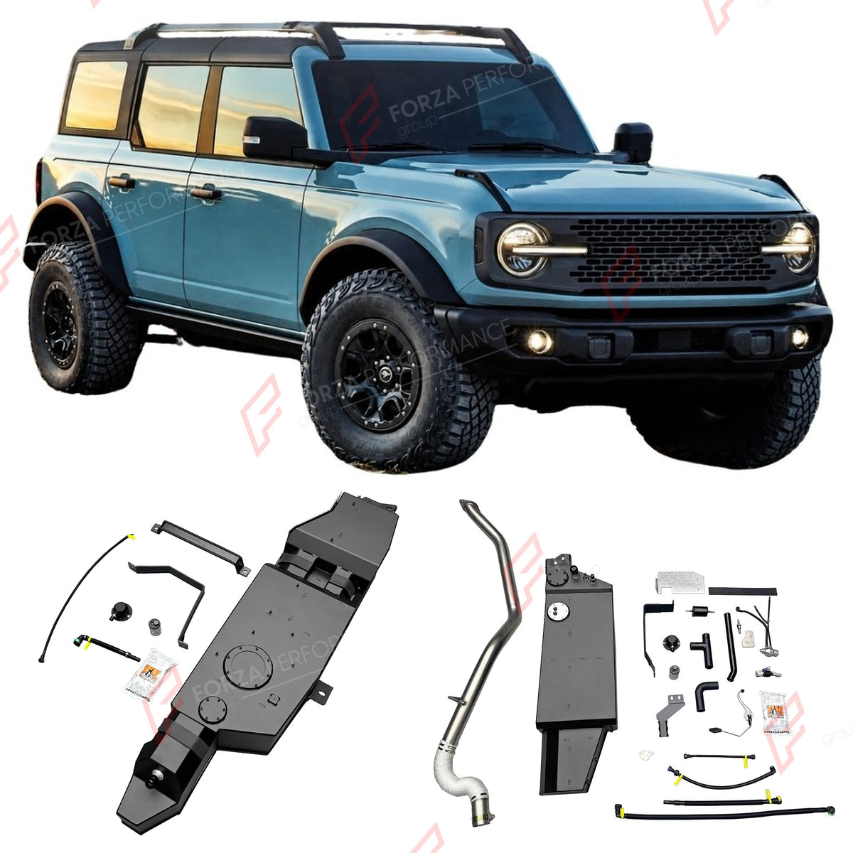 COMBO LONG RANGE FUEL TANK SYSTEM KIT 178L, +98L (EXTRA 26 GAL) EXTENDED RANGE for FORD BRONCO U725 2.3T 2.7T GASOLINE (4-DOOR) 2021+