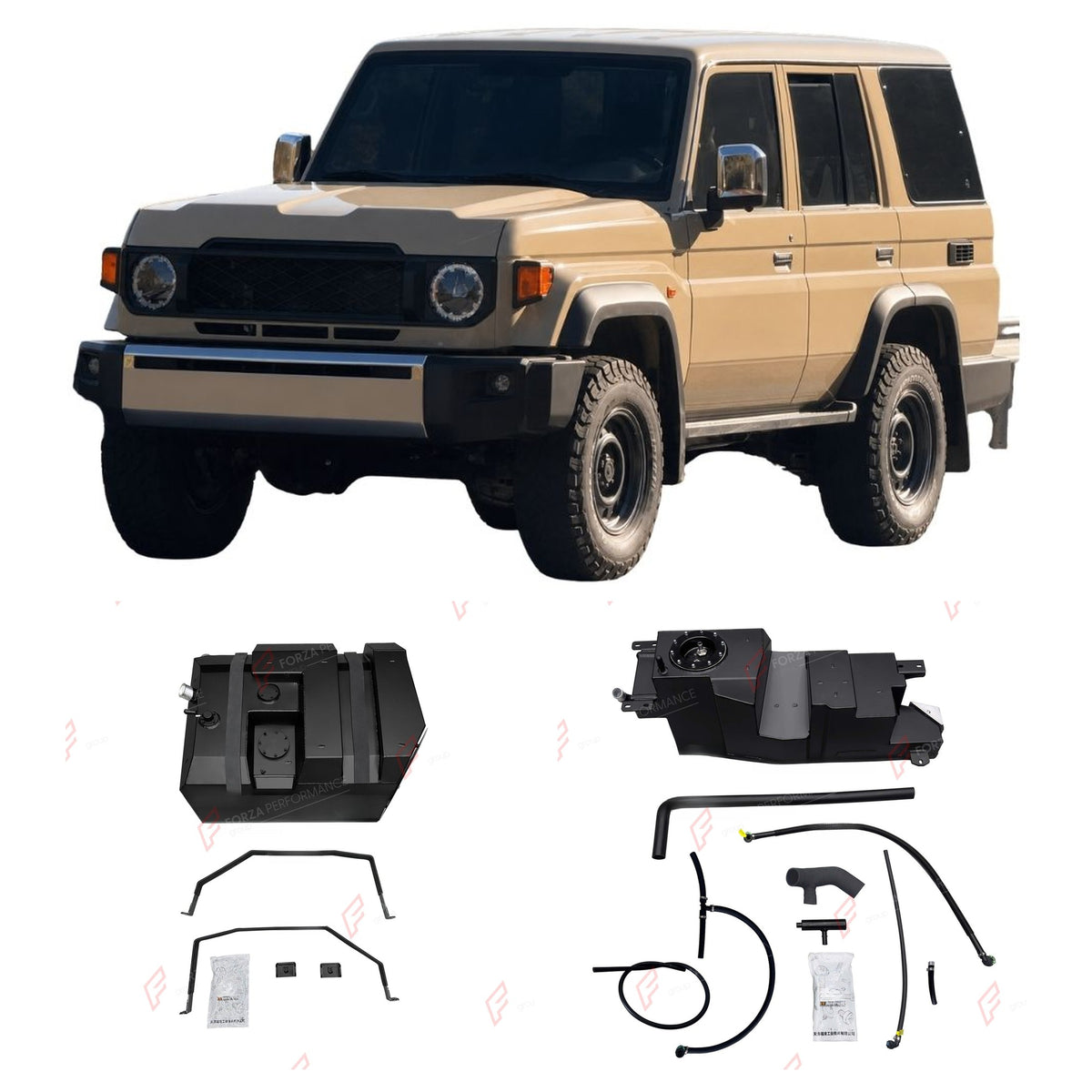 COMBO LONG RANGE FUEL TANK SYSTEM KIT 225L, +135L (EXTRA 36 GAL) EXTENDED RANGE for TOYOTA LAND CRUISER LC76 2.8T DIESEL 2007+