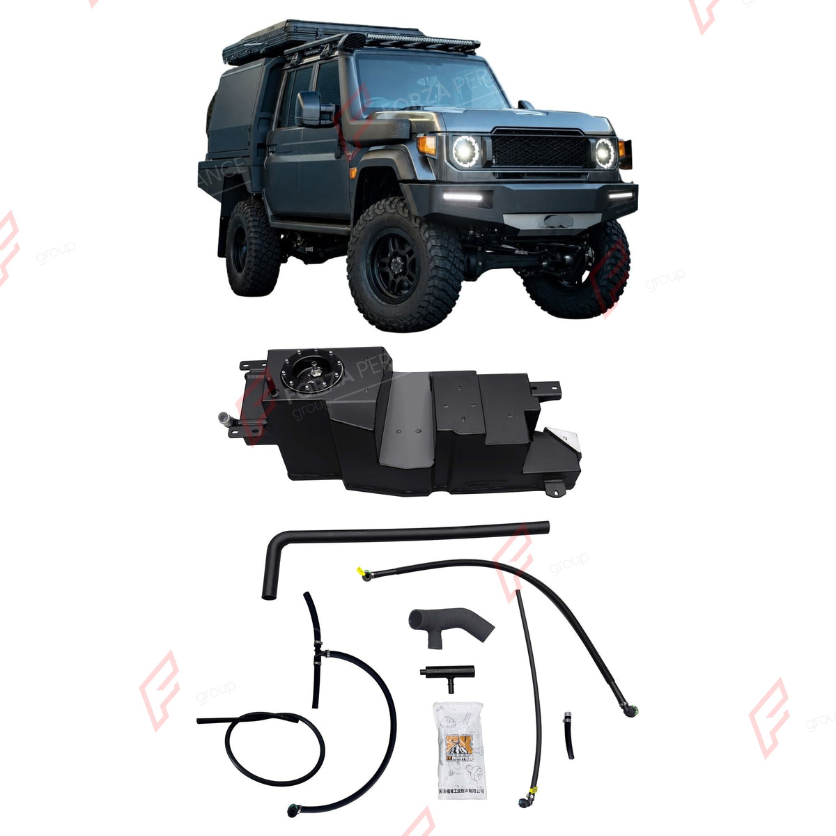 REPLACEMENT LONG RANGE FUEL TANK SYSTEM 180L, +90L (EXTRA 24 GAL) EXTENDED RANGE for TOYOTA LAND CRUISER LC79 4.0L GASOLINE 2007+