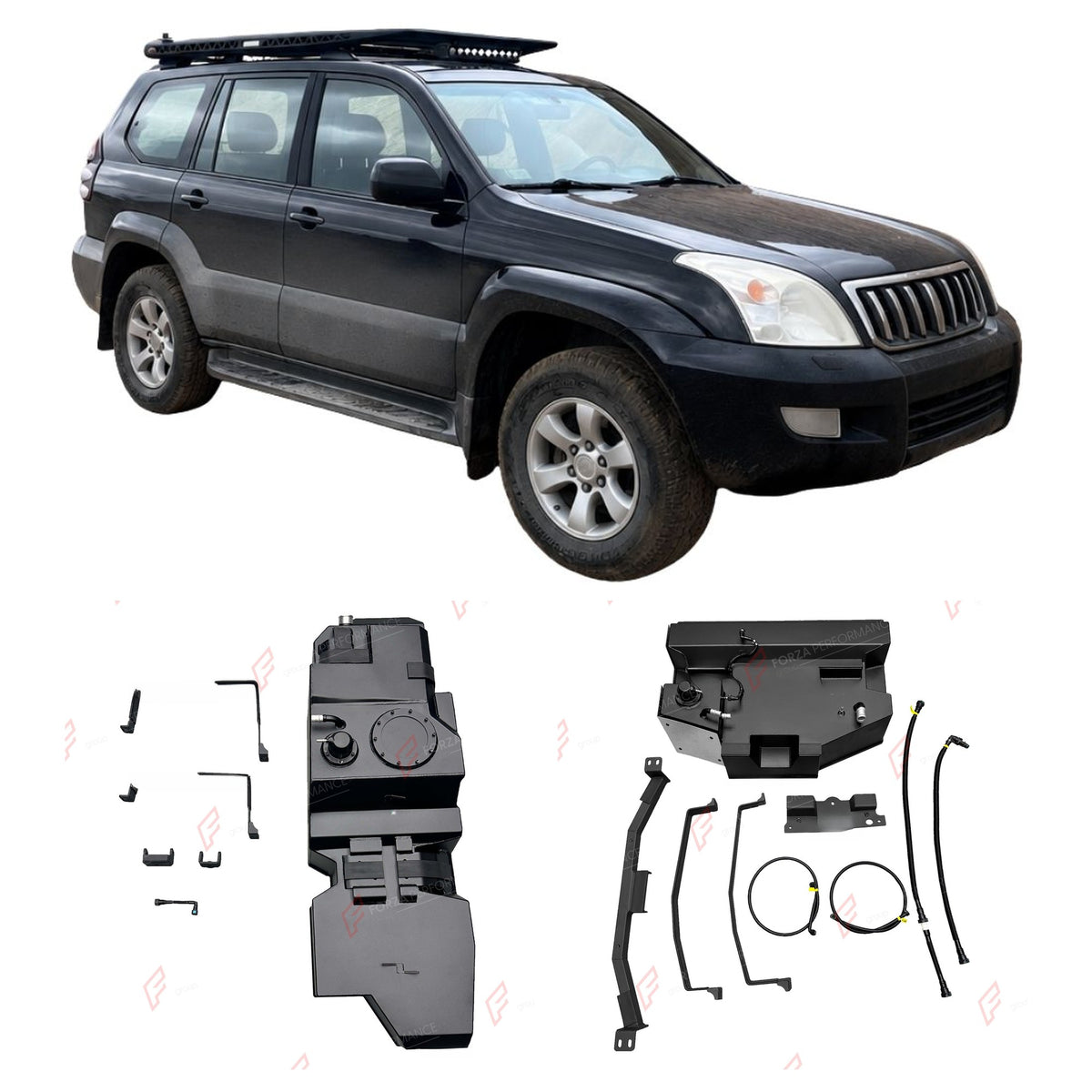COMBO LONG RANGE FUEL TANK SYSTEM KIT 215L, +128L (EXTRA 34 GAL) EXTENDED RANGE for TOYOTA LAND CRUISER PRADO LC120 2.7L PETROL 2003-2009