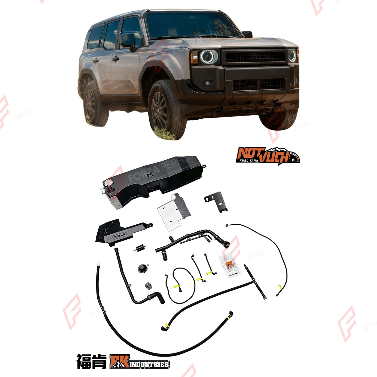 AUXILIARY LONG RANGE FUEL TANK SYSTEM 45L (EXTRA 12 GAL) EXTENDED RANGE for TOYOTA LAND CRUISER PRADO LC250 2.8T DIESEL 2023+