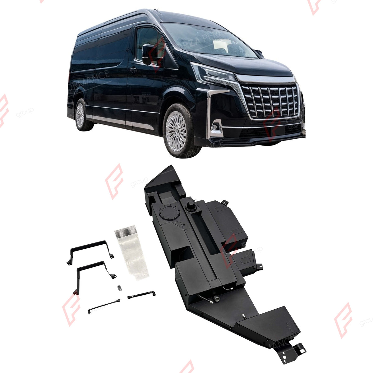REPLACEMENT LONG RANGE FUEL TANK SYSTEM 160L, +90L (EXTRA 24 GAL) EXTENDED RANGE for TOYOTA HIACE 3.5L SWB LOW-ROOF 2019+