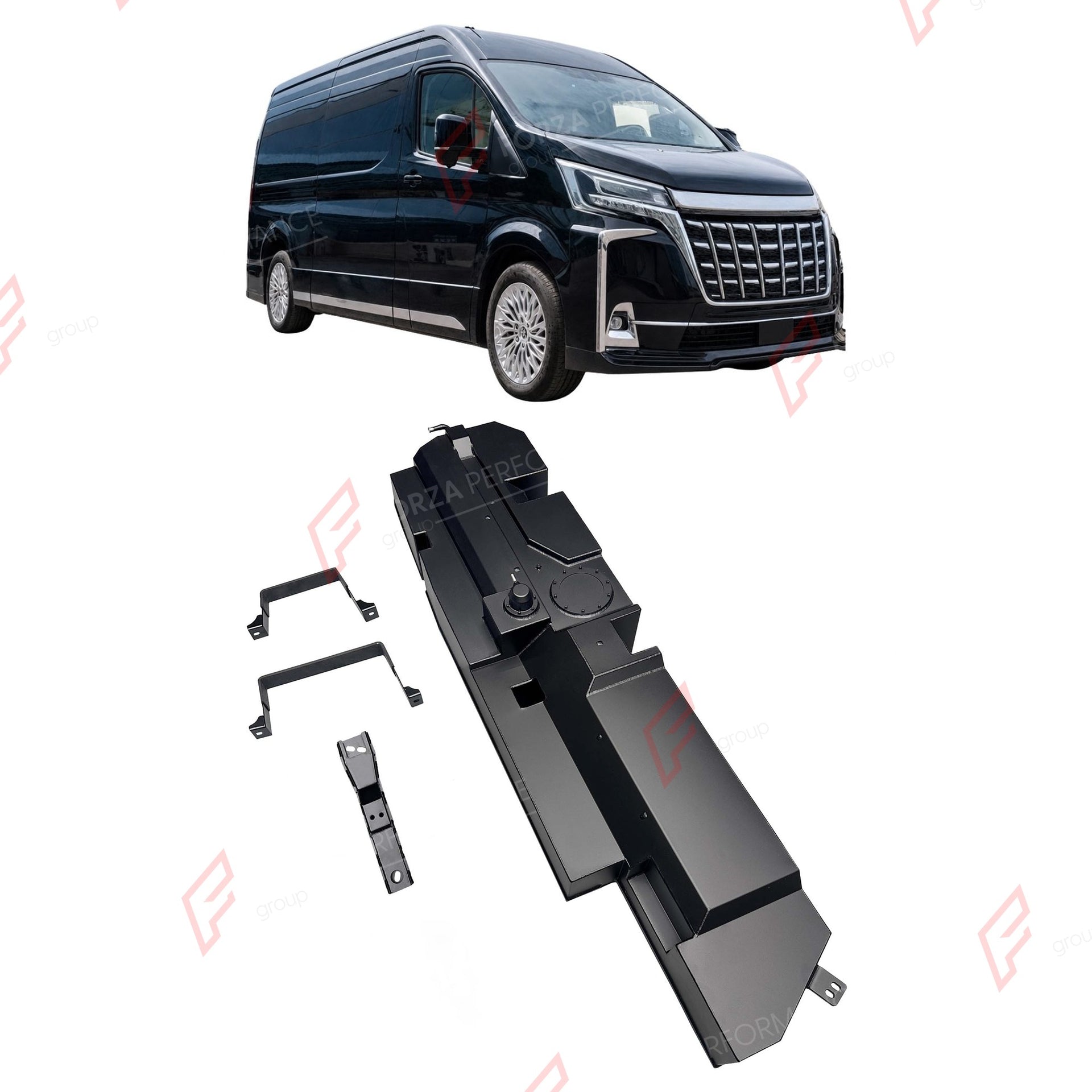 REPLACEMENT LONG RANGE FUEL TANK SYSTEM 200L, +130L (EXTRA 34 GAL) EXTENDED RANGE for TOYOTA HIACE 3.5L LWB HIGH-ROOF 2019+