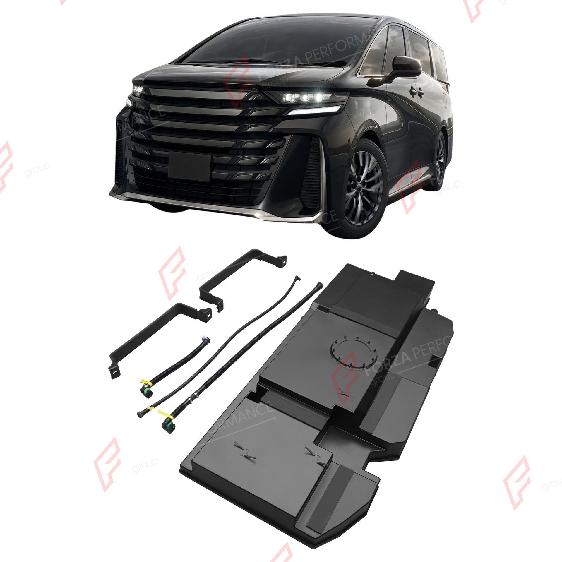 REPLACEMENT LONG RANGE FUEL TANK SYSTEM 92L, +34L (EXTRA 9 GAL) EXTENDED RANGE for TOYOTA VELLFIRE 2.5L (HYBRID PETROL) 2023+