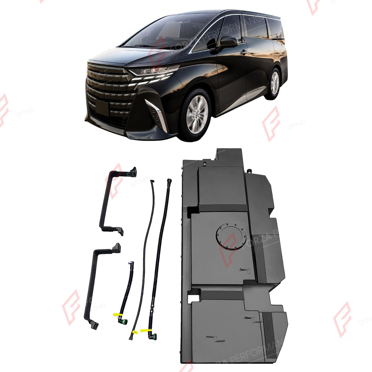 REPLACEMENT LONG RANGE FUEL TANK SYSTEM 92L, +34L (EXTRA 9 GAL) EXTENDED RANGE for TOYOTA ALPHARD 2.5L (HYBRID PETROL) 2023+
