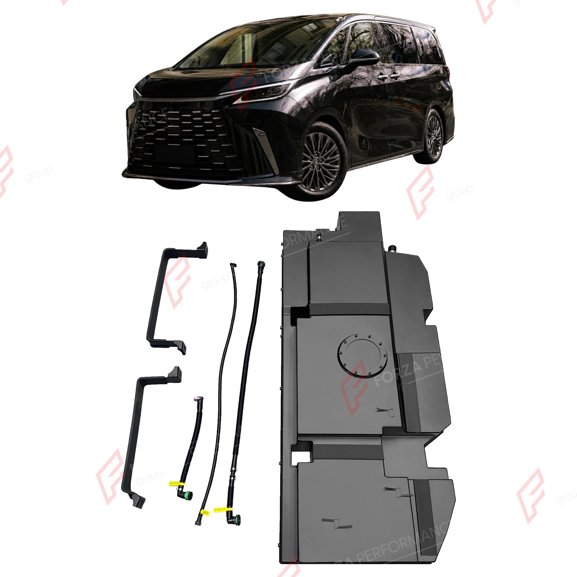 REPLACEMENT LONG RANGE FUEL TANK SYSTEM 92L, +34L (EXTRA 9 GAL) EXTENDED RANGE for LEXUS LM500H & LM350H 2.4T (PETROL) 2024+