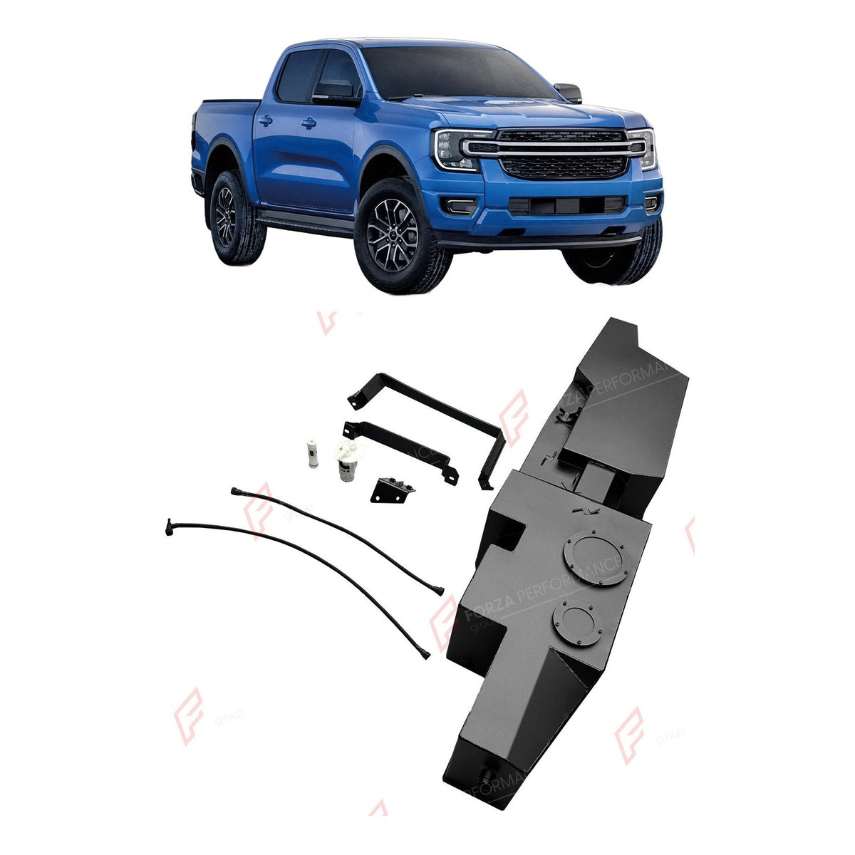 REPLACEMENT LONG RANGE FUEL TANK SYSTEM 135L, +55L (EXTRA 15 GAL) EXTENDED RANGE for FORD RANGER 2.3T GASOLINE 2022+