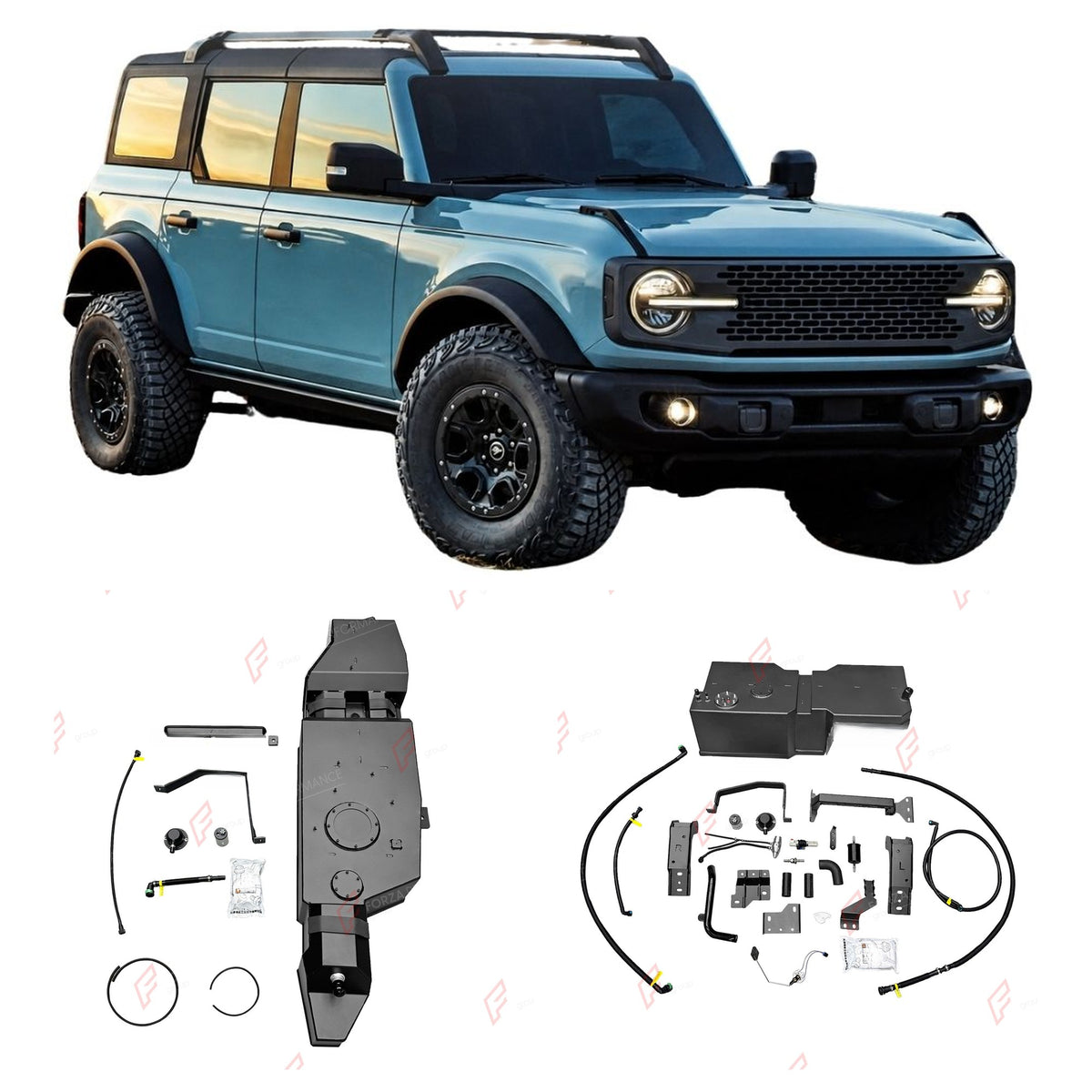 COMBO LONG RANGE FUEL TANK SYSTEM KIT 175L, +95L (EXTRA 25 GAL) EXTENDED RANGE for FORD BRONCO U725 2.7T GASOLINE (4-DOOR) 2021+