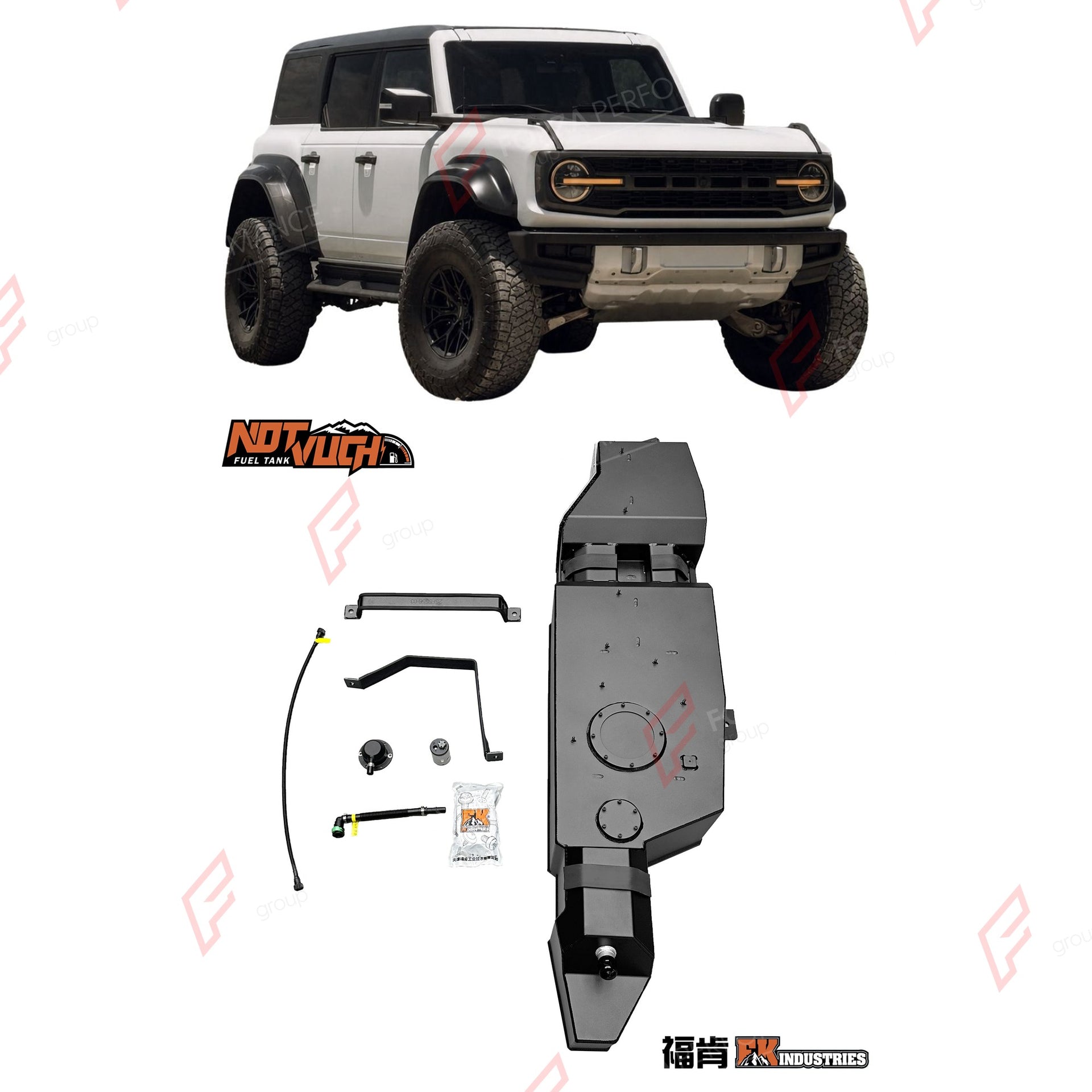 REPLACEMENT LONG RANGE FUEL TANK SYSTEM 115L, +35L (EXTRA 9 GAL) EXTENDED RANGE for FORD BRONCO RAPTOR 3.0T GASOLINE 2021+