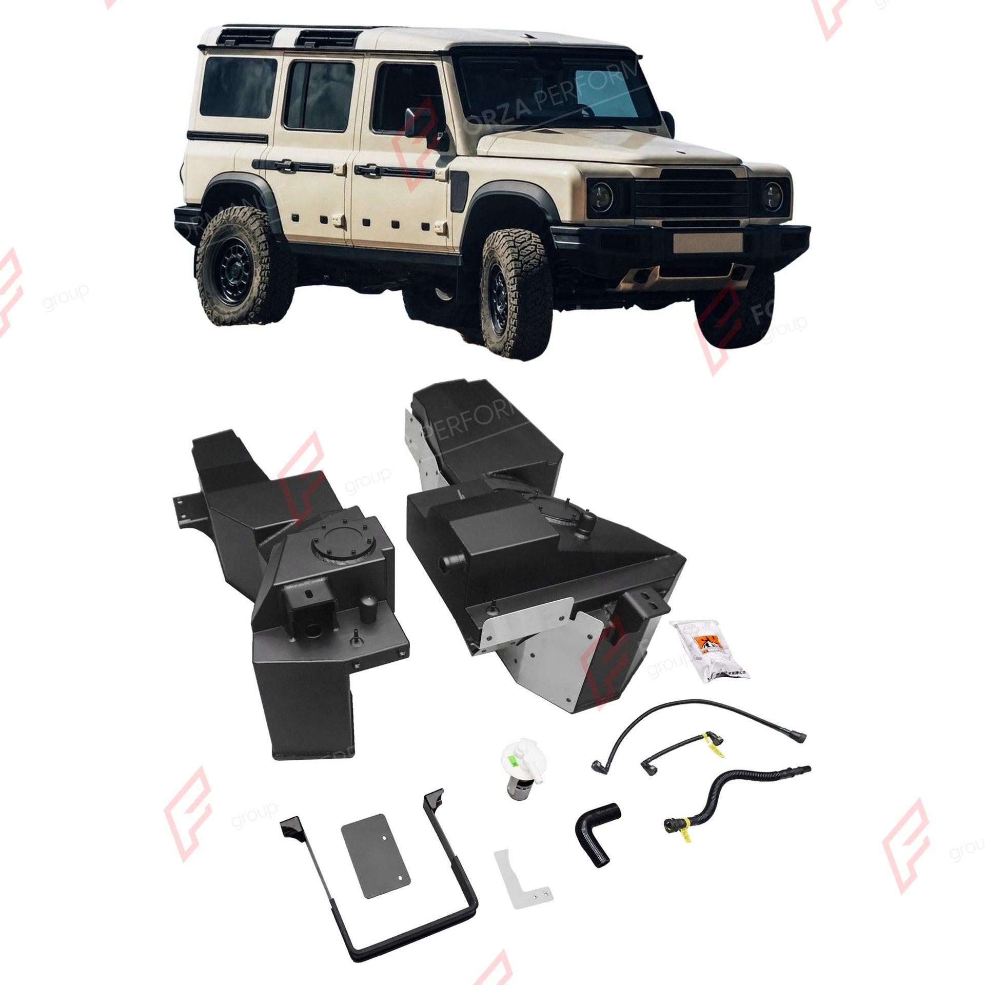 COMBO LONG RANGE FUEL TANK SYSTEM KIT 165L, +75L (EXTRA 20 GAL) EXTENDED RANGE for INEOS GRENADIER 3.0T DIESEL 2022+