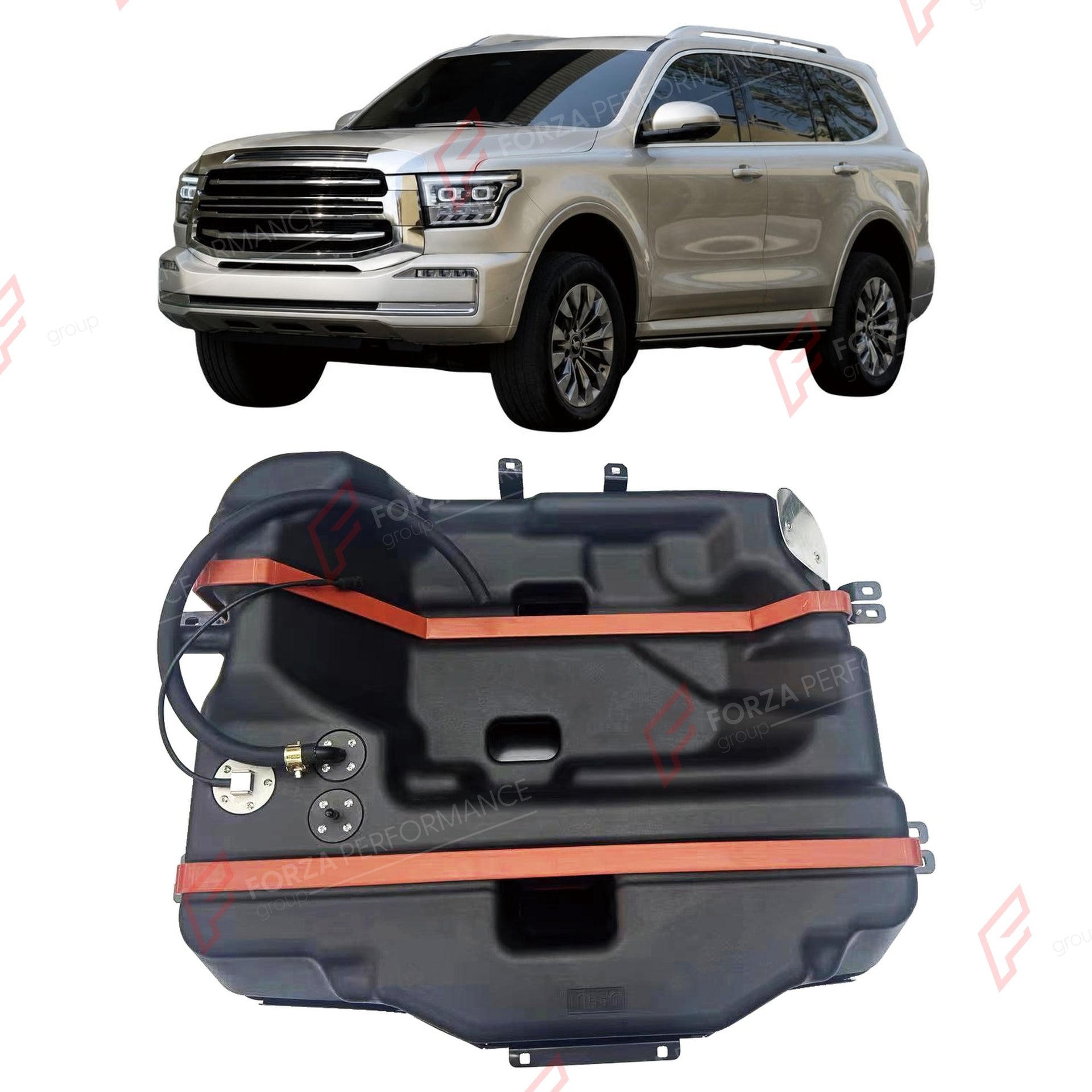 SPARE TIRE AUXILIARY LONG RANGE FUEL TANK SYSTEM 100L (EXTRA 26 GAL) EXTENDED RANGE for GWM TANK 500 2021+