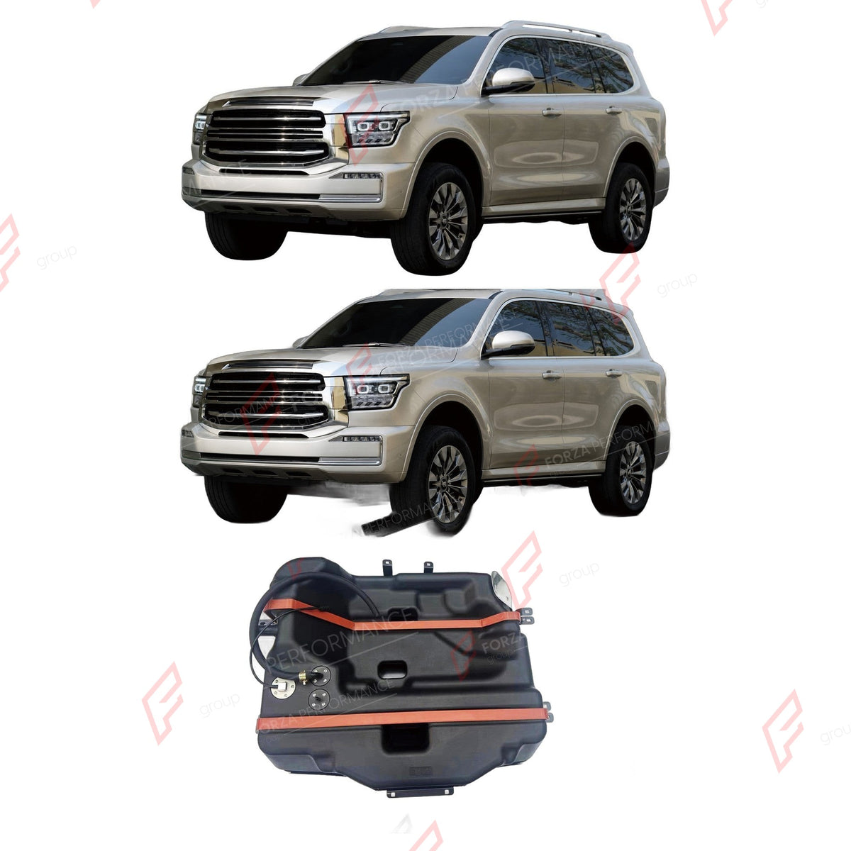 SPARE TIRE AUXILIARY LONG RANGE FUEL TANK SYSTEM 100L (EXTRA 26 GAL) EXTENDED RANGE for GWM TANK 500 2021+