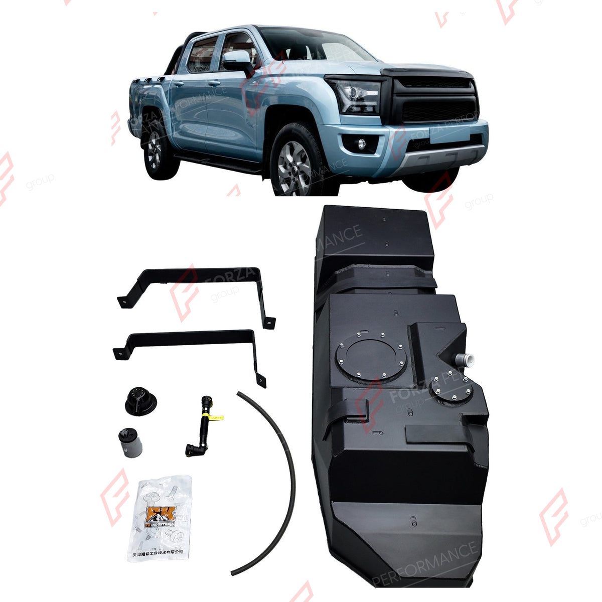 REPLACEMENT LONG RANGE FUEL TANK SYSTEM 110L, +32L (EXTRA 8 GAL) EXTENDED RANGE for GWM POER SINGLE CAB 2.0T DIESEL 2021+